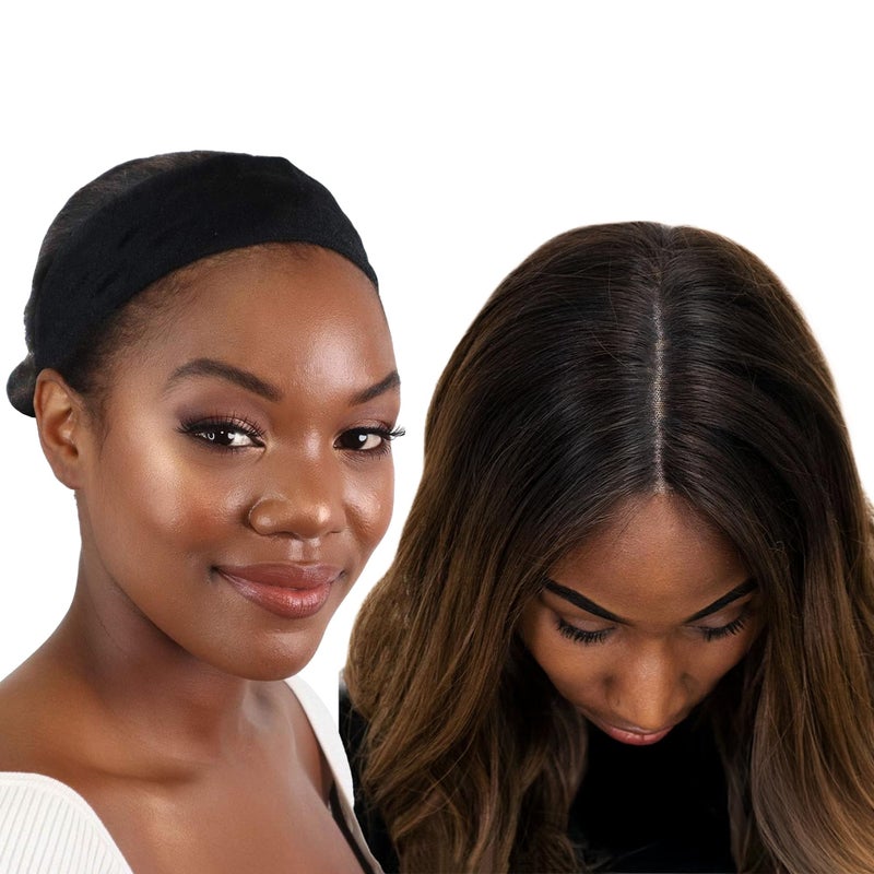 MILANO COLLECTION WiGrip, The Original Comfort Grip Band, Adjustable Wig Bands for Women Provides Glueless Support, Non-Slip Wig Grip Headbands for Women Tension-Free, One Size Fits All, Black, 2 Pack - Image 1